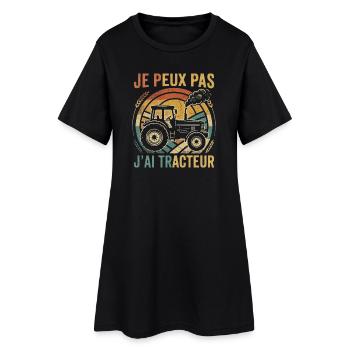 Ich kann keinen Traktor haben – Landhumor - Frauen T-Shirt-Kleid - Schwarz - Vorne