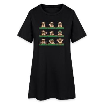 Lustiger Mops Poker Kartenspiel Hund - Frauen T-Shirt-Kleid - Schwarz - Vorne