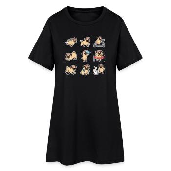 Lustiger Mops Joggen Marathon Laeufer - Frauen T-Shirt-Kleid - Schwarz - Vorne