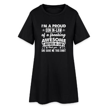 Stolzes Schwiegersohn-Shirt: Großartige Schwiegermutter - Frauen T-Shirt-Kleid - Schwarz - Vorne