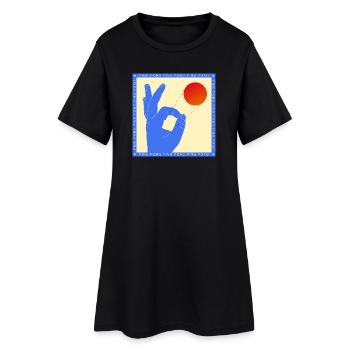 Retro Pop Art Ping Pong Flick Graphic - Women’s T-Shirt Dress - black - Front