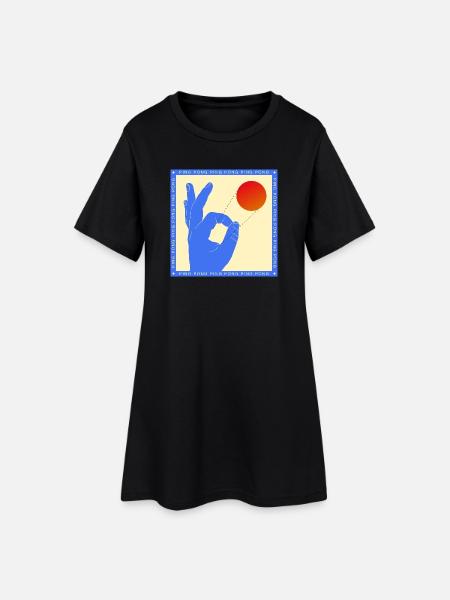Retro-Pop-Art-Tischtennis-Flick-Grafik - Frauen T-Shirt-Kleid - Schwarz