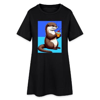 Otter - Frauen T-Shirt-Kleid - Schwarz - Vorne