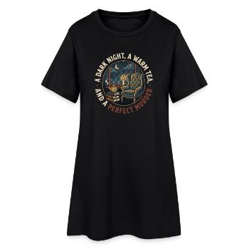 Une nuit sombre, thé chaud, meurtre parfait, mystère douillet - Robe T-shirt Femme - noir - Devant