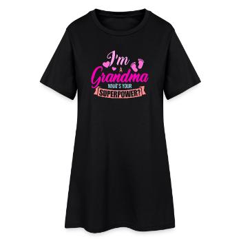 Oma-Superkraft: Was ist dein? - Frauen T-Shirt-Kleid - Schwarz - Vorne
