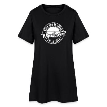 Welcher Tag ist heute? Ich bin im Ruhestand - Frauen T-Shirt-Kleid - Schwarz - Vorne
