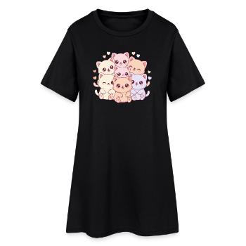 Pastel Cat Gang - Women’s T-Shirt Dress - black - Front
