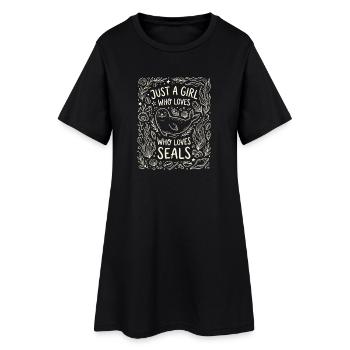 Motif La fille adore les phoques - Robe T-shirt Femme - noir - Devant