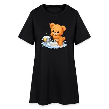 Children's Shirt Bear Cleaning Spring Cleaning Cute - Women’s T-Shirt Dress - black - Front