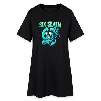 Six Seven Gamer Mascot Italian Brainrot Gaming - Frauen T-Shirt-Kleid - Schwarz - Vorne