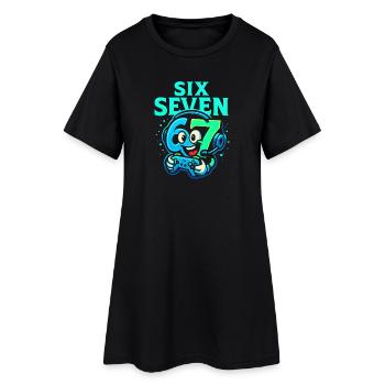 Six Seven Gamer Mascot Italian Brainrot Gaming - Frauen T-Shirt-Kleid - Schwarz - Vorne