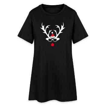 Père Noël renne à lunettes de Rudolph - Robe T-shirt Femme - noir - Devant
