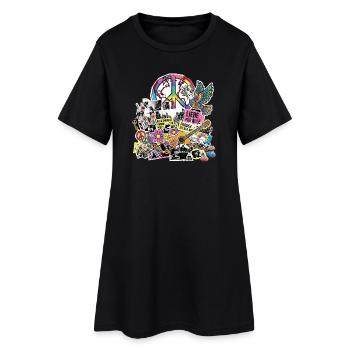 Peace Liebe Frieden Freiheit Demo - Frauen T-Shirt-Kleid - Schwarz - Vorne