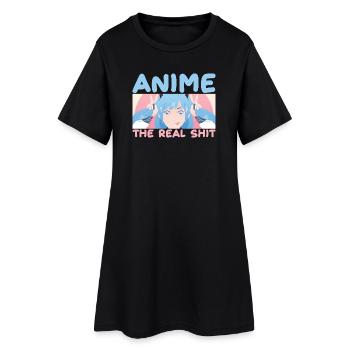 Anime : Le vrai graphique de Kawaii Girl - Robe T-shirt Femme - noir - Devant