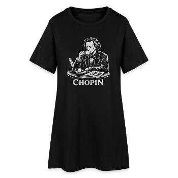 Portrait vintage Chopin Coffee Art au trait - Robe T-shirt Femme - noir - Devant
