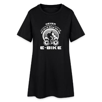 Ne sous-estimez jamais un cycliste de vélo électrique déchaîné - Robe T-shirt Femme - noir - Devant
