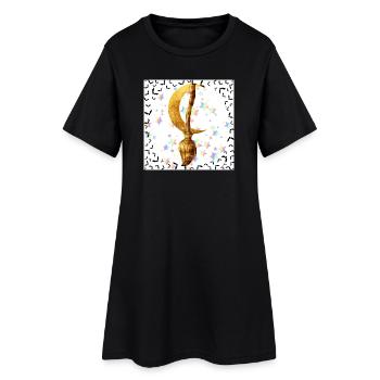 Golden Broom and Magic Moon - Women’s T-Shirt Dress - black - Front