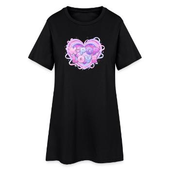 K-Pop Love Heart Pastel - Women’s T-Shirt Dress - black - Front