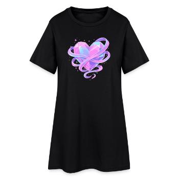 Pastel Crystal Heart with Bows - Women’s T-Shirt Dress - black - Front