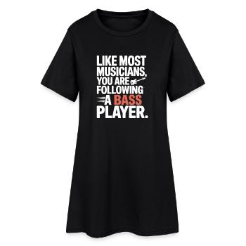 Bassiste Following A Bass Band, Bassspieler - Robe T-shirt Femme - noir - Devant