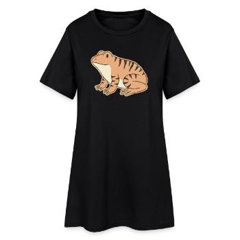 orange toad with retro stripes tabby stripes - Women’s T-Shirt Dress - black - Front