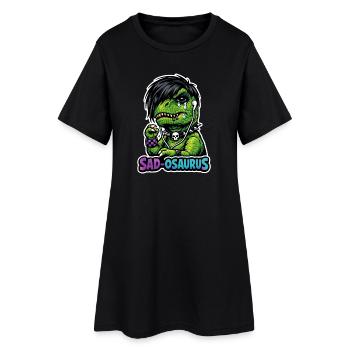Dinosaure emo, Dino triste, Émotif - Robe T-shirt Femme - noir - Devant