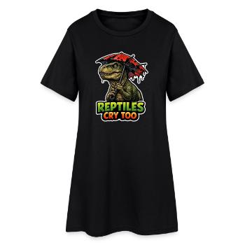 Emo Dinosaur, Sad Dino, Emotional - Women’s T-Shirt Dress - black - Front