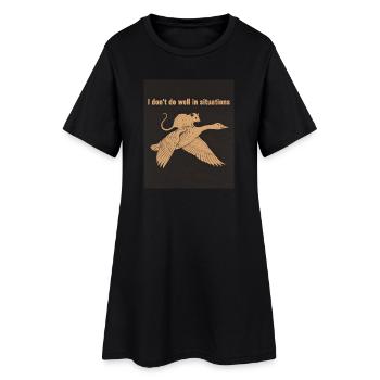 Dino Surf sur la plage - Robe T-shirt Femme - noir - Devant