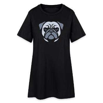 Carlin, tête de chien - Robe T-shirt Femme - noir - Devant