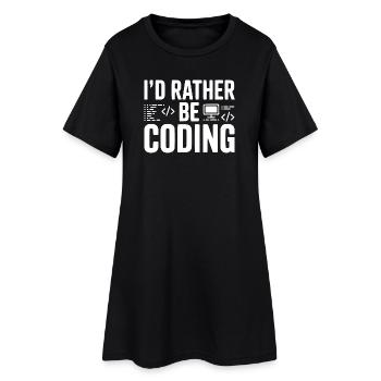 Ich würde lieber programmieren - Frauen T-Shirt-Kleid - Schwarz - Vorne