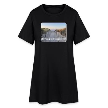 Weg zum Meer – Sandpfad am Strand - Frauen T-Shirt-Kleid - Schwarz - Vorne