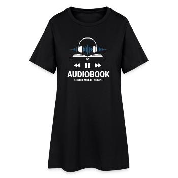Livres audio, histoires de livres audio, casques - Robe T-shirt Femme - noir - Devant