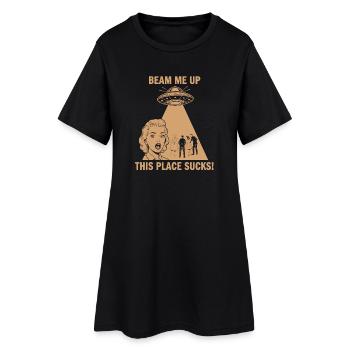 Téléporte-moi – Scène OVNI rétro - Robe T-shirt Femme - noir - Devant
