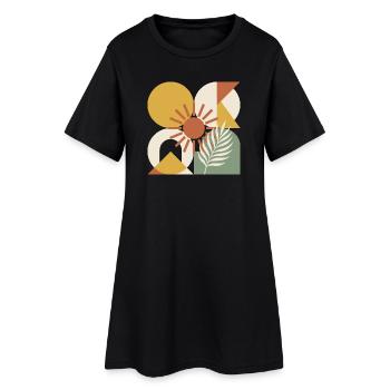 Bohème, abstract et géométrique botanique - Robe T-shirt Femme - noir - Devant