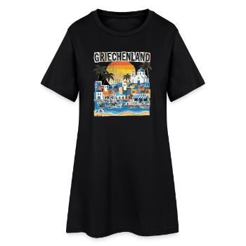 Griechenland Urlaub Vintage Strand - Frauen T-Shirt-Kleid - Schwarz - Vorne