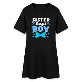 Sœur dit que le garçon révèle le sexe - Robe T-shirt Femme - noir - Devant