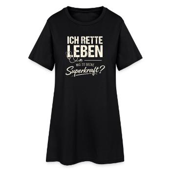 Ich rette Leben - Superkraft Pflege Retro - Frauen T-Shirt-Kleid - Schwarz - Vorne