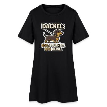 Dackel 90% Stur - Lustiges Hund Retro Design - Frauen T-Shirt-Kleid - Schwarz - Vorne