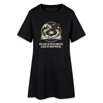 Lesen Portal zu Welten - Bücher Design - Frauen T-Shirt-Kleid - Schwarz - Vorne