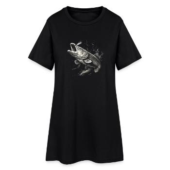 Hecht Angler - Frauen T-Shirt-Kleid - Schwarz - Vorne