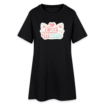 Motif pastel de maman chat - Robe T-shirt Femme - noir - Devant