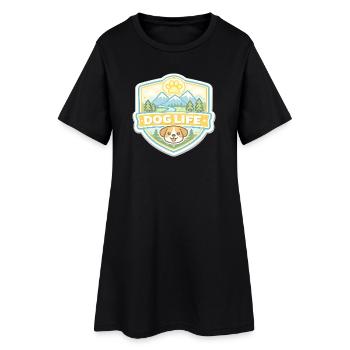 Dog Life Mountain Landscape Badge - Women’s T-Shirt Dress - black - Front