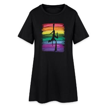 Tissu vertical Acrobaties aériennes vintage Soie aérienne - Robe T-shirt Femme - noir - Devant