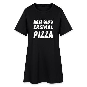 Pizza - Frauen T-Shirt-Kleid - Schwarz - Vorne