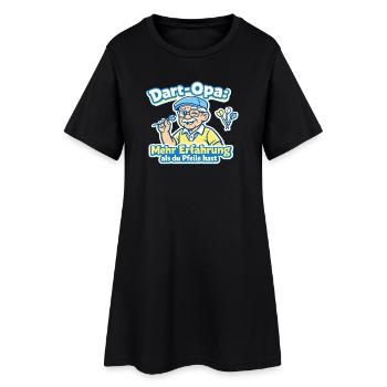 Dart-Opa: Mehr Erfahrung als Pfeile - Frauen T-Shirt-Kleid - Schwarz - Vorne