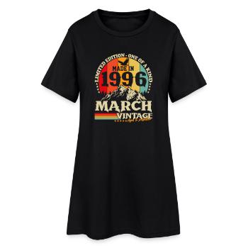 März 1996 Jahrgang geboren Geburtstag Retro - Frauen T-Shirt-Kleid - Schwarz - Vorne
