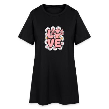 Avec amour Daisy Bloom Kawaii Axolotl - Robe T-shirt Femme - noir - Devant