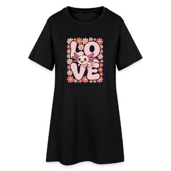 Love Axolotl in Bloom - Women’s T-Shirt Dress - black - Front