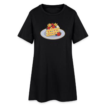 Tranche de gâteau fruitée avec baies - Robe T-shirt Femme - noir - Devant
