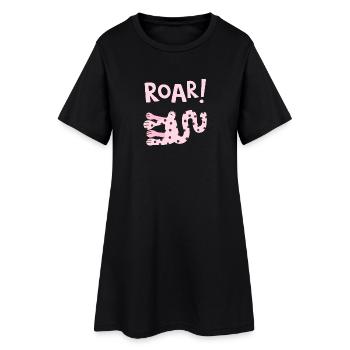 Roar Animal mignon, design de dessin animé drôle - Robe T-shirt Femme - noir - Devant